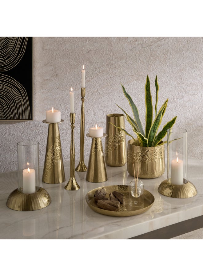 Home Box Textured Gold Aluminium Candleholder for Home Decor - Image 4